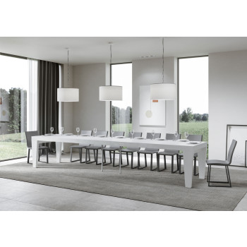 Spimbo Premium Tisch D.90 – Ausziehtisch 160/420x90 cm, Spimbo Premium Weiß-Esche