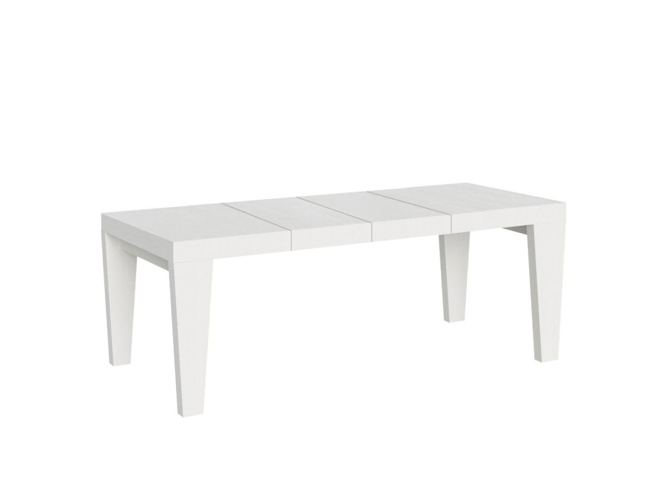 Spimbo Premium Tisch D.90 – Ausziehtisch 160/420x90 cm, Spimbo Premium Weiß-Esche