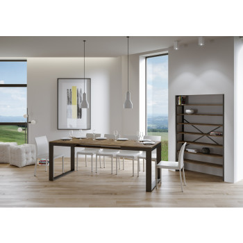 Tecno Evolution Tisch P.90 – Ausziehtisch 120/380 x 90 cm, Gestell aus weißer Esche, Beine aus anthrazitfarbenem Tecno Evolution Holz.