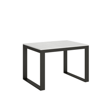 Tecno Evolution Tisch P.90 – Ausziehtisch 120/380 x 90 cm, Gestell aus weißer Esche, Beine aus anthrazitfarbenem Tecno Evolution Holz.