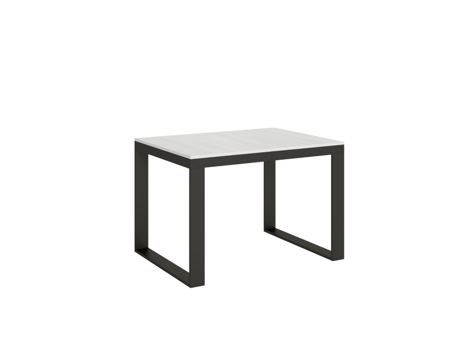Tecno Evolution Tisch P.90 – Ausziehtisch 120/380 x 90 cm, Gestell aus weißer Esche, Beine aus anthrazitfarbenem Tecno Evolution Holz.