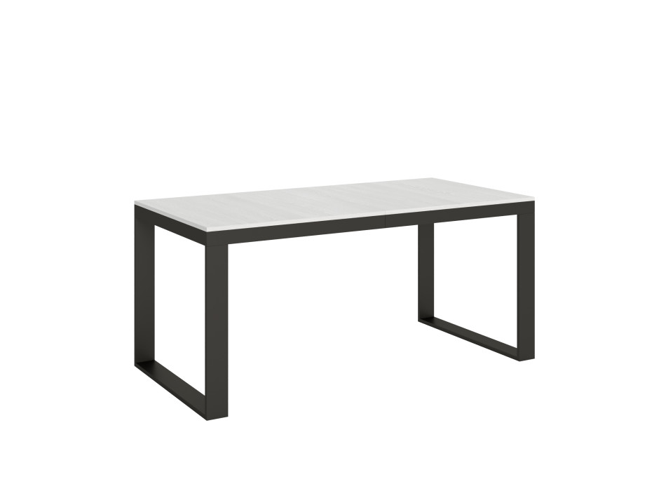 Tecno Evolution Tisch P.90 – Ausziehtisch 180/284 x 90 cm, Gestell aus weißer Esche, Beine aus anthrazitfarbenem Tecno Evolution Holz.
