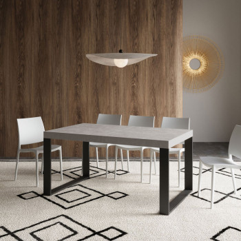 Tecno Tisch P.90 – Ausziehtisch 160/264 x 90 cm, Tecno Esche weiß mit anthrazitfarbenen Beinen