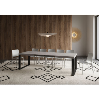 Tecno Tisch P.90 – Ausziehtisch 160/264 x 90 cm, Tecno Esche weiß mit anthrazitfarbenen Beinen