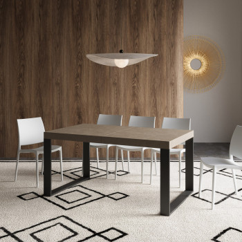 Tecno Tisch P.90 – Ausziehtisch 160/264 x 90 cm, Tecno Esche weiß mit anthrazitfarbenen Beinen
