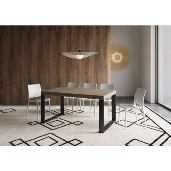 Tecno Tisch P.90 – Ausziehtisch 160/264 x 90 cm, Tecno Esche weiß mit anthrazitfarbenen Beinen