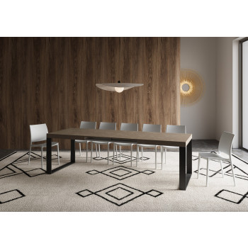 Tecno Tisch P.90 – Ausziehtisch 160/264 x 90 cm, Tecno Esche weiß mit anthrazitfarbenen Beinen