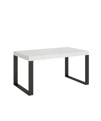Tecno Tisch P.90 – Ausziehtisch 160/264 x 90 cm, Tecno Esche weiß mit anthrazitfarbenen Beinen