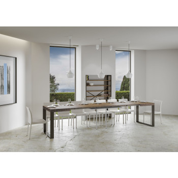 Tecno Tisch P.90 – Ausziehtisch 160/420 x 90 cm, Tecno Esche weiß mit anthrazitfarbenen Beinen
