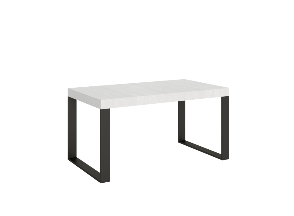 Tecno Premium Tisch D.90 – Ausziehtisch 160/420 x 90 cm, Tecno Premium Weißesche mit anthrazitfarbenen Beinen