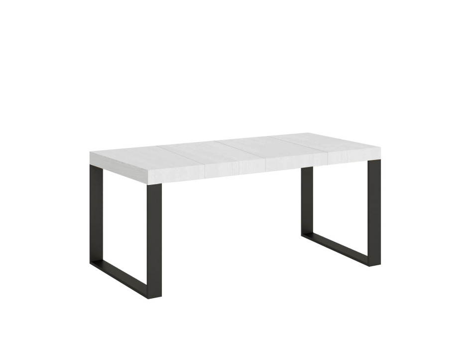 Tecno Premium Tisch P.90 – Ausziehtisch 90/246x90 cm, Tecno Premium Esche weiß mit anthrazitfarbenen Beinen