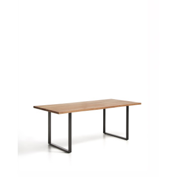 Uxue Tisch aus massivem Akazienholz und schwarzen Stahlbeinen, 200 x 90 cm
