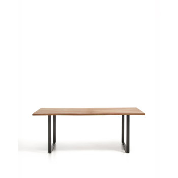 Uxue Tisch aus massivem Akazienholz und schwarzen Stahlbeinen, 200 x 90 cm