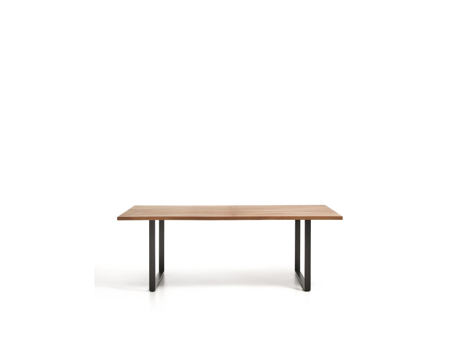 Uxue-Tisch aus massivem Akazienholz und schwarzen Stahlbeinen, 220 x 100 cm