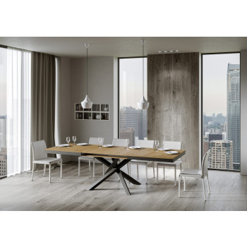 Volantis Evolution Tisch mit anthrazitfarbenen Beinen und Gestell D.90 - Ausziehbarer Tisch 180/284x90 cm Volantis Evolution Weißesche mit anthrazitfarbenem Gestell und Beinen