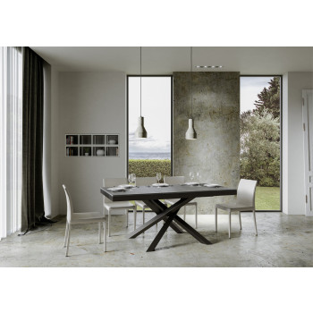 Volantis Evolution Tisch mit anthrazitfarbenen Beinen und Gestell D.90 - Ausziehbarer Tisch 180/284x90 cm Volantis Evolution Weißesche mit anthrazitfarbenem Gestell und Beinen