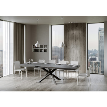 Volantis Evolution Tisch mit anthrazitfarbenen Beinen und Gestell D.90 - Ausziehbarer Tisch 180/284x90 cm Volantis Evolution Weißesche mit anthrazitfarbenem Gestell und Beinen