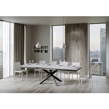 Volantis Evolution Tisch mit anthrazitfarbenen Beinen und Gestell D.90 - Ausziehbarer Tisch 180/284x90 cm Volantis Evolution Weißesche mit anthrazitfarbenem Gestell und Beinen