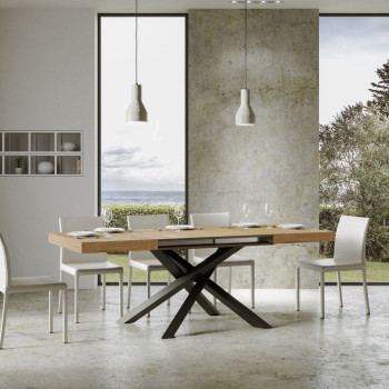 Volantis Tisch mit anthrazitfarbenen Beinen D.90 - Ausziehbarer Tisch 180/284x90 cm Volantis Weißesche mit anthrazitfarbenen Beinen
