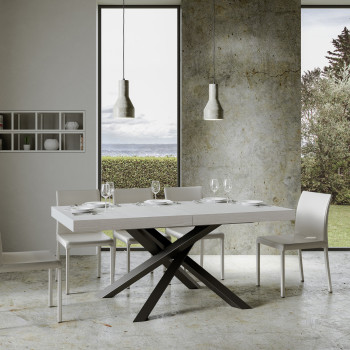 Volantis Tisch mit anthrazitfarbenen Beinen D.90 - Ausziehbarer Tisch 180/284x90 cm Volantis Weißesche mit anthrazitfarbenen Beinen