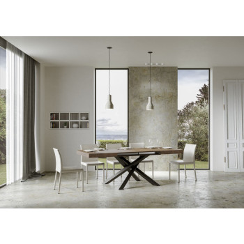 Volantis Tisch mit anthrazitfarbenen Beinen D.90 - Ausziehbarer Tisch 180/284x90 cm Volantis Weißesche mit anthrazitfarbenen Beinen