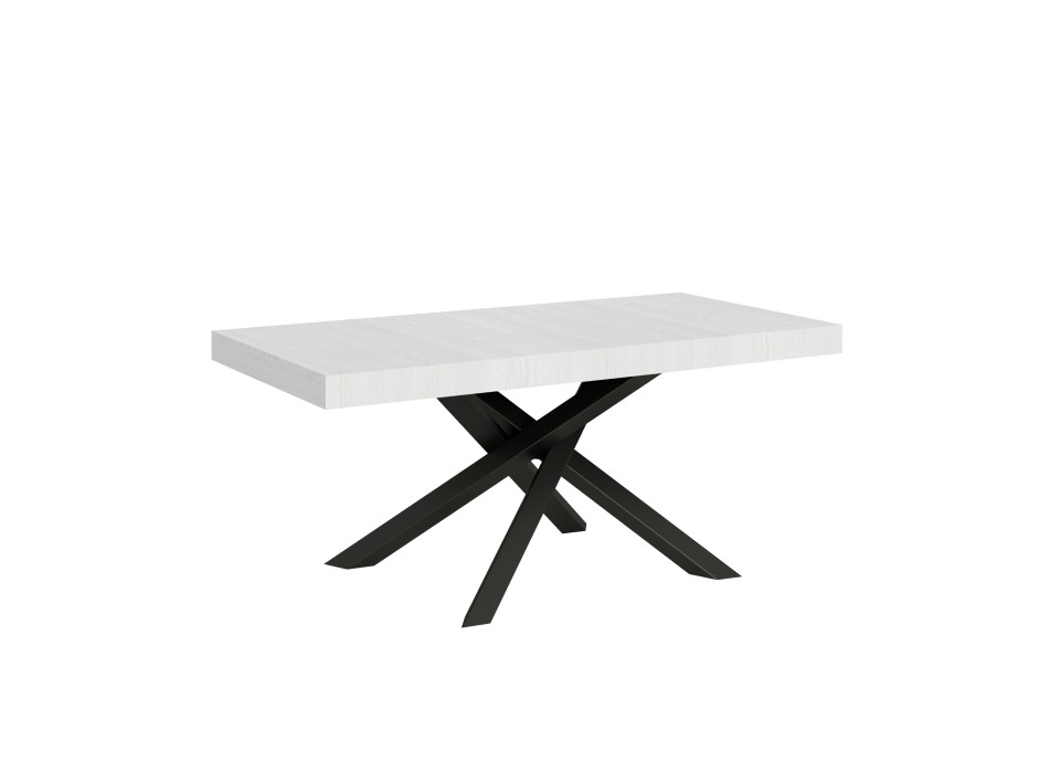 Volantis Tisch mit anthrazitfarbenen Beinen D.90 - Ausziehbarer Tisch 180/284x90 cm Volantis Weißesche mit anthrazitfarbenen Beinen