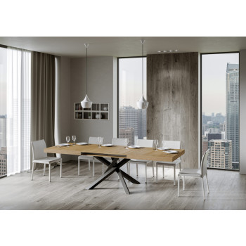Volantis Tisch mit anthrazitfarbenen Beinen D.90 - Ausziehbarer Tisch 180/440x90 cm Volantis Weißesche mit anthrazitfarbenen Beinen