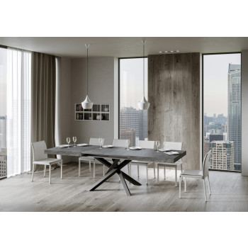 Volantis Tisch mit anthrazitfarbenen Beinen D.90 - Ausziehbarer Tisch 180/440x90 cm Volantis Weißesche mit anthrazitfarbenen Beinen