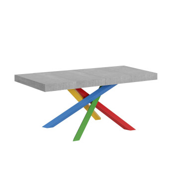 Volantis Premium Color 4/B Tisch P.90 – Ausziehtisch 120/380x90 cm, Volantis Premium weiße Esche, mehrfarbige Beine 4/B