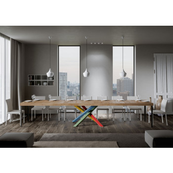 Volantis Premium Color 4/B Tisch P.90 – Ausziehtisch 200/460 x 90 cm, Volantis Premium weiße Esche, mehrfarbige Beine 4/B