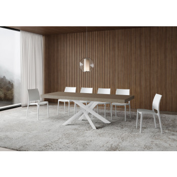 Volantis Premium Tisch mit weißen Beinen D.90 - Ausziehtisch 120/380x90 cm Volantis Premium Esche weiß mit weißen Beinen