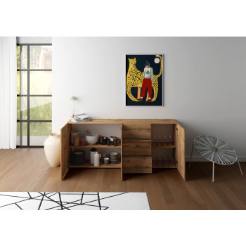  - 3dveřová/3zásuvková příborník 200x40x83,5 cm Elios lesklá bílá