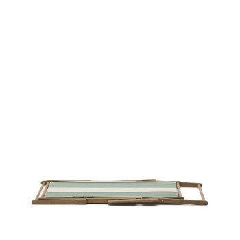 Skládací venkovní houpací síť Vilara v zeleno-béžovém provedení z masivního 100% akáciového dřeva s certifikátem FSC