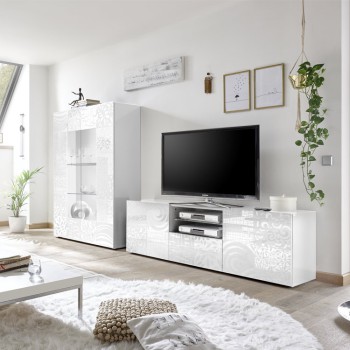 TV stolek MIRO 181x57x43 cm se 2 dveřmi a 1 zásuvkou, bílý