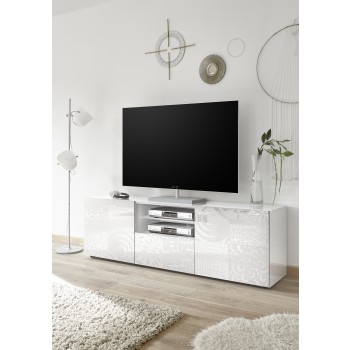 TV stolek MIRO 181x57x43 cm se 2 dveřmi a 1 zásuvkou, bílý