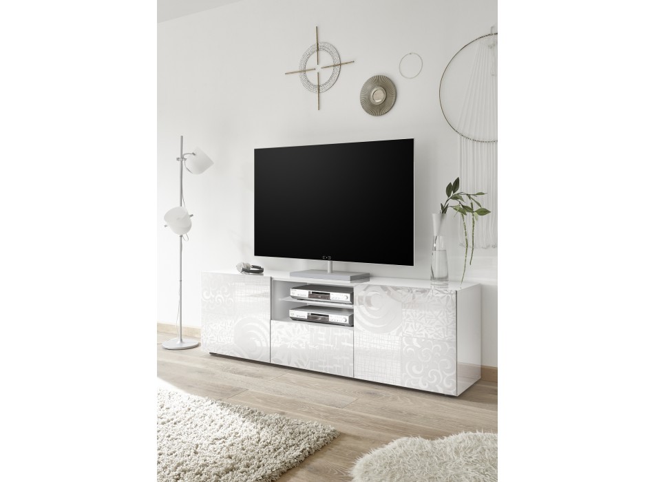 TV stolek MIRO 181x57x43 cm se 2 dveřmi a 1 zásuvkou, bílý