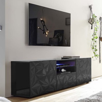 TV stolek PRISMA se 2 dvířky a 1 zásuvkou, černá barva