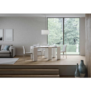 Konzole Allin - Rozkládací konzole 78x47/299 cm Allin špachtle bílá s vnitřními prodlouženími