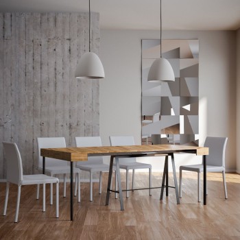 Konzolový stolek Banco s antracitovým rámem - Rozkládací konzolový stolek 90x40/196 cm Banco Malý bílý jasan s antracitovým rámem