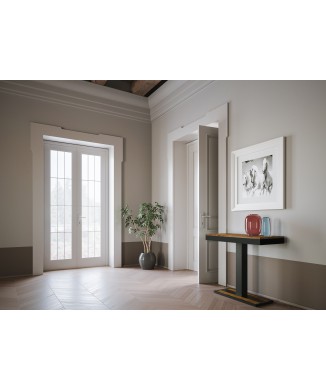 Konzolový stolek Capital Evolution s antracitovým rámem - Rozkládací konzolový stolek 90x40/290 cm Capital Evolution mořená jedle s antracitovým rámem