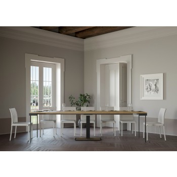 Konzolový stolek Capital Evolution s antracitovým rámem - Rozkládací konzolový stolek 90x40/300 cm Capital Evolution Přírodní dub s antracitovým rámem