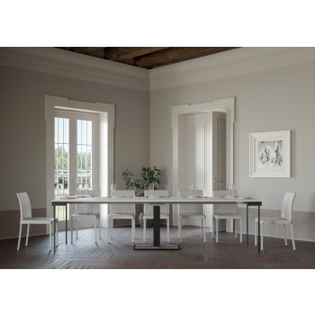 Konzolový stolek Capital Evolution s antracitovým rámem - Rozkládací konzolový stolek 90x40/300 cm Capital Evolution Přírodní dub s antracitovým rámem