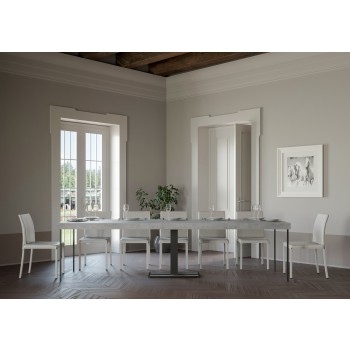 Konzolový stolek Capital s antracitovým rámem - Rozkládací konzolový stolek 90x40/300 cm Capital Premium přírodní dub s antracitovým rámem