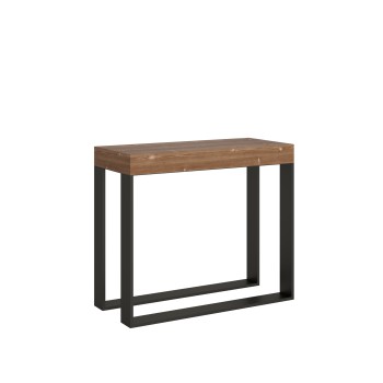 Konzolový stolek Elettra s antracitovým rámem - Rozkládací konzolový stolek 90x40/196 cm Elettra Small Premium Natural Oak s antracitovým rámem