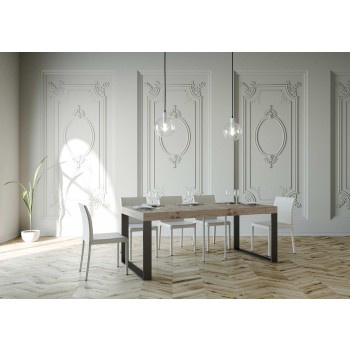 Konzolový stolek Elettra s antracitovým rámem - Rozkládací konzolový stolek 90x40/196 cm Elettra Small Premium Natural Oak s antracitovým rámem