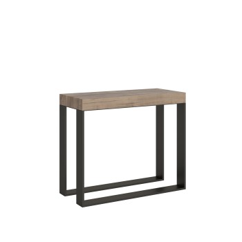 Konzolový stolek Elettra s antracitovým rámem - Rozkládací konzolový stolek 90x40/196 cm Elettra Small Premium Natural Oak s antracitovým rámem