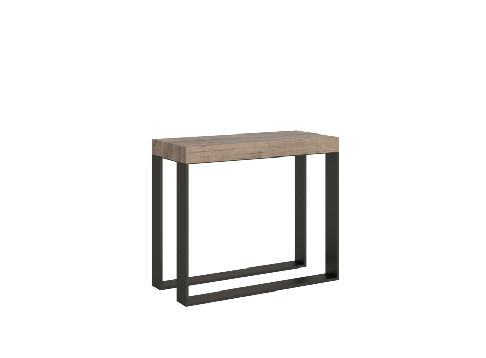 Konzolový stolek Elettra s antracitovým rámem - Rozkládací konzolový stolek 90x40/196 cm Elettra Small Premium Natural Oak s antracitovým rámem