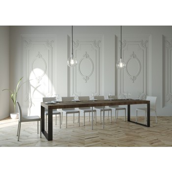Konzolový stolek Elettra s antracitovým rámem - Rozkládací konzolový stolek 90x40/300 cm Elettra Premium Natural Oak s antracitovým rámem