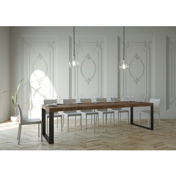 Konzolový stolek Elettra s antracitovým rámem - Rozkládací konzolový stolek 90x40/300 cm Elettra Premium Natural Oak s antracitovým rámem