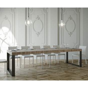 Konzolový stolek Elettra s antracitovým rámem - Rozkládací konzolový stolek 90x40/300 cm Elettra Premium Natural Oak s antracitovým rámem